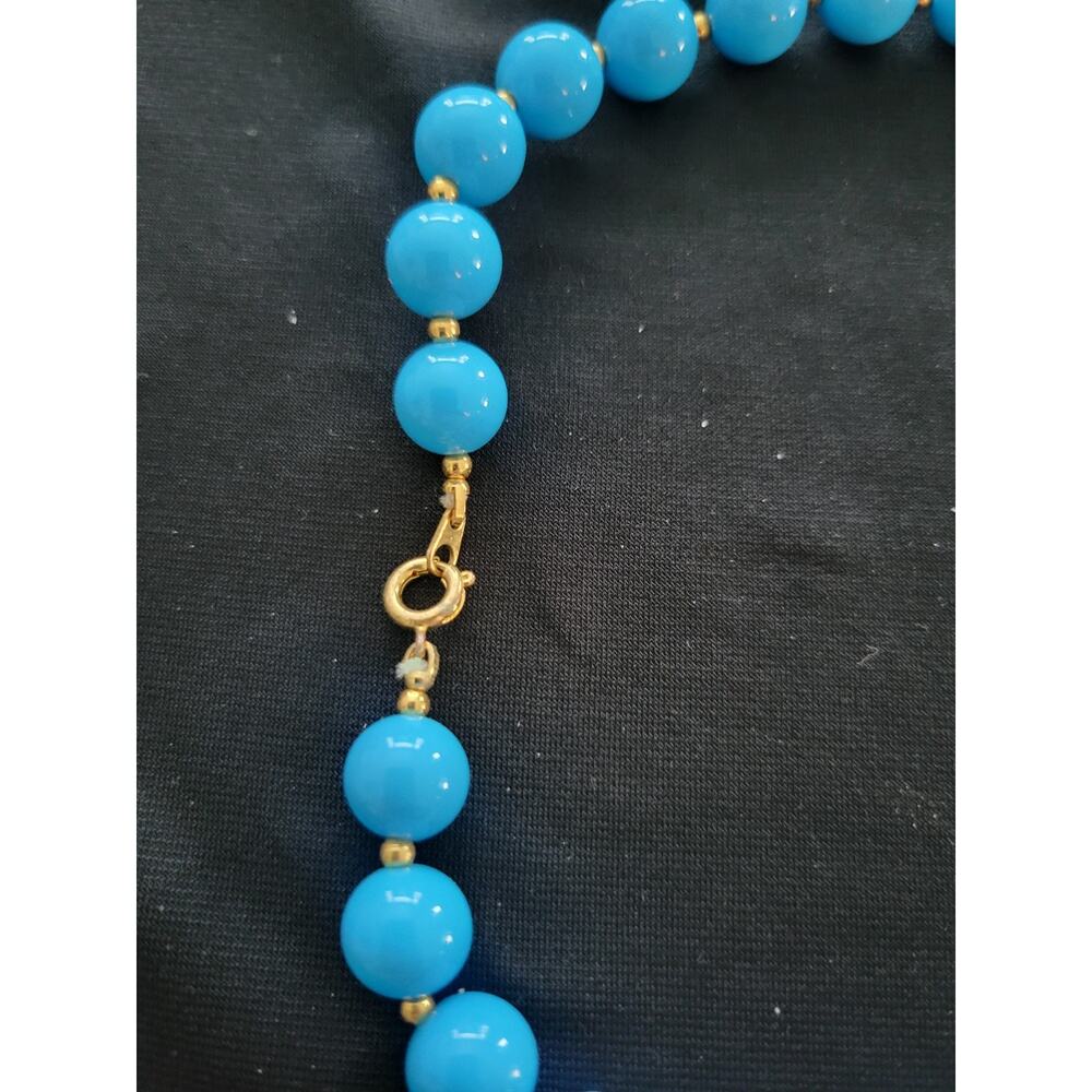 Vintage Pair of Blue Bead Necklace SEARS Gold Tone Clasp 30" Nice - Picture 11 of 13
